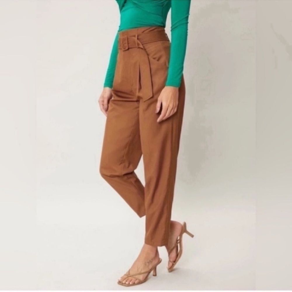 New VISCOSE CROPPED BELTED PANTS Size XS